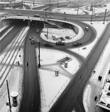 Slussens trafikplats i fågelperspektiv