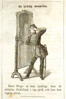 En lycklig menniska. Bildskämt i Söndags-Nisse – Illustreradt Veckoblad för Skämt, Humor och Satir, nr 4, den 28 januari 1866