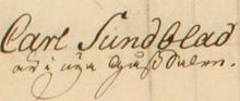 Barnhuspojken Carl Fredrik Sundblad, född omkring 1747