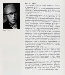 Ragnar Tomson. Ledamot av stadsfullmäktige 1941-1962. Kulturborgarråd 1946-1958