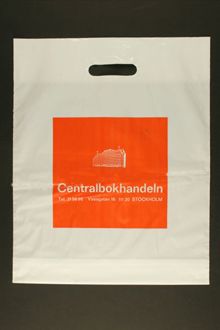 Plastkasse från Centralbokhandeln, Vasagatan 16
