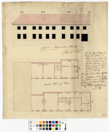 Ritning över hus vid Götgatan