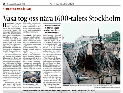 Tidningsartikeln med bild på Vasaskeppet när det just bärgats.