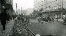 Katarinatunneln, Stensättning på Götgatan vid Kocksgatan 1932