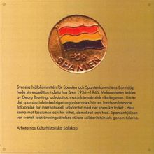Spanienhjälpen - Västmannagatan 1 – minnesmärke