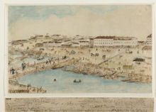 Utsigt af Nybron med Hamnen på 1840-talet; ur minnet