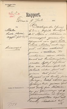Hulda Olivia anses "sinnessjuk" och blir tagen av polisen - polisrapport 1903