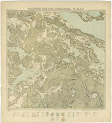 Trakten omkring Stockholm i 9 blad 1861 – kartblad 9 ”Sydöstra bladet”, översett 1893