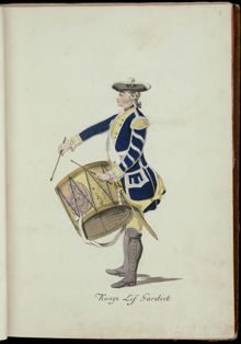 Uniform för trumslagare vid Kungliga Livgardet 1765