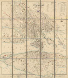 Karta "Vägvisare inom Stockholm" 1855