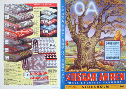 tryck omslag i flerfärg med bild på filtar och träd med text