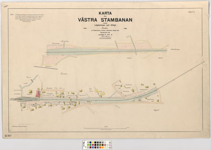 Karta över området kring järnvägen i Liljeholmen.