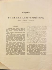 Stockholms tjänarinneförening - programblad 1904