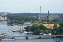 Skeppsholmsbron sedd från Storkyrkans torn