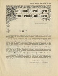 Nationalföreningen mot emigrationen – Stadgar från 1920