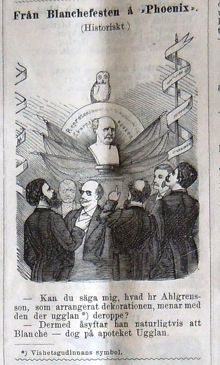 Bildskämt: "Från Blanchefesten å 'Phoenix'", 1878