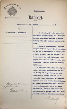 Polisrapport angående Anderschan Sejenetdinoffs ansökan om svenskt medborgarskap - 1914 