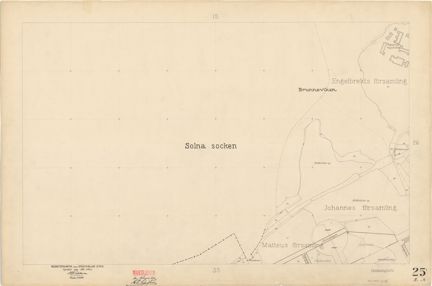 Kartan är ritad i tusch på papper som gulnat med tiden