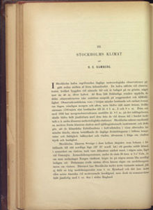 Stockholms klimat / H. E. Hamberg