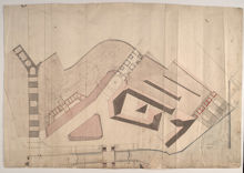 Situationsplan över delar av Slussenområdet 1757