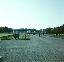 Drottningholmsparken. Vy från slottet åt SV