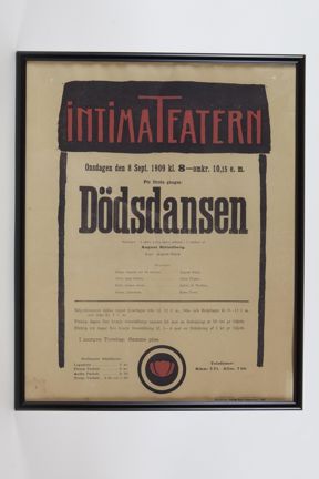 Teateraffisch Svart text på gulnat papper