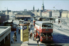 Dubbeldäckare vid Slussen