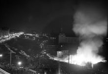 Eldsvåda i Lignaområdet, Igelsta Trävaru AB. Översiktsbild mot Hornsgatan. Den stora gaveln t. h. är Högalids vårdhem