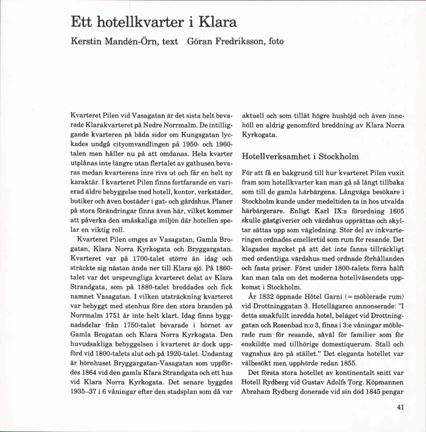 Text om ett hotellkvarter i Klara