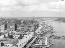 Utsikt över Slussen och Gamla Stan från Katarinahissen