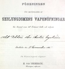 Inbjudan till Föreningen för befrämjande av skolungdomens vapenövningar 1885