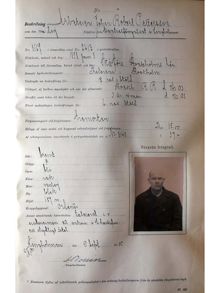 Porträtt av straffången Johan Robert Pettersson