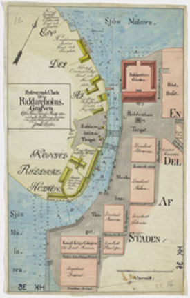 Hydrografisk karta över Riddarholmsgraven år 1773