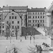 Vy över Kungsträdgården från kv. Näckebro mot Lantmäteribacken