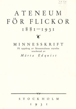 Omslagsbild Ateneum för flickor
