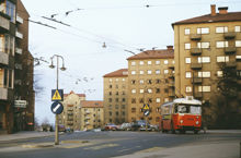 Trådbuss på linje 90 i Årsta