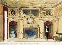 Van der Noothska huset. Matsalen n.b. Skizz av V. Andrén (utfört)