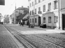 Folkungagatan 21 västerut från Nytorgsgatan. Nuv. Folkungagatan 81