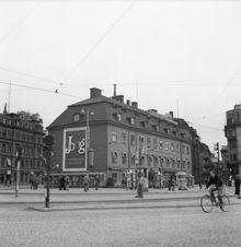 Kronprinsens stall vid Tegelbacken. I huset låg restaurang Tysta Mari