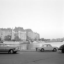 Strandvägen och Nybroviken från Nybrokajen.