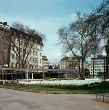 Uteserveringar och parkbänkar i Berzelii Park