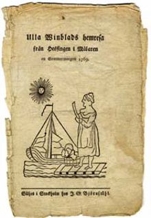 Ulla Winblads hemresa från Hessingen i Mälaren en sommarmorgon 1769.