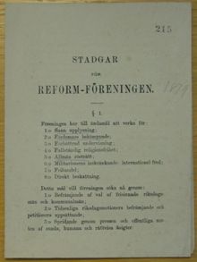 Reformföreningens stadgar 1879