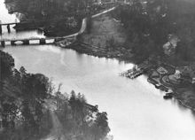 Flygbild över parti av Stocksund