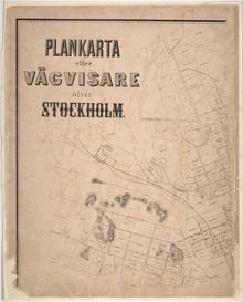 Plankarta eller vägvisare över Stockholm av Küsel, tryckt 1868