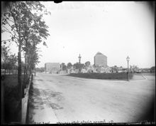 Narvavägen norrut och t.h. den blivande Banérgatan