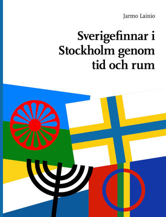 Bokomslag med titel, författare och grafiska element i form av de nationella minoriteternas flaggor och symboler.