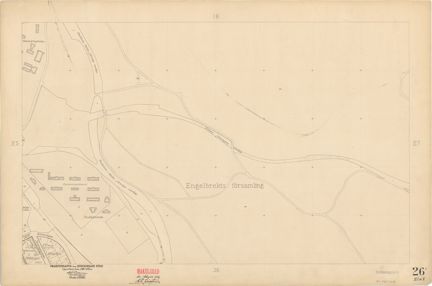 Kartan är ritad i tusch på papper som gulnat med tiden