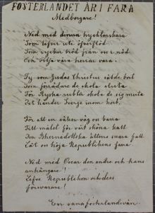 Republikanskt upprorsplakat funnet vid Vasabron 1887