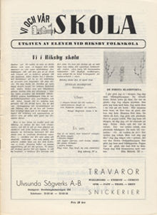 Vi och vår skola. Tidning utgiven av elever vid Riksby folkskola
